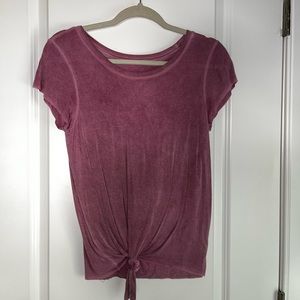 American Eagle Soft & Sexy Knotted Pink Short Sleeve Top